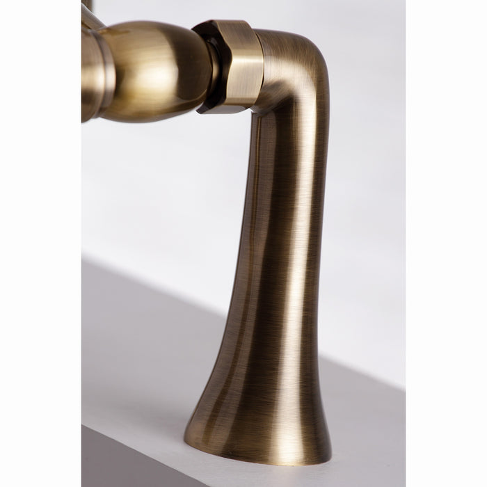 Kingston Heirloom KS268AB - Kingston Three-Handle 2-Hole Deck-Mount Clawfoot Tub Faucet with Hand Shower, Antique Brass