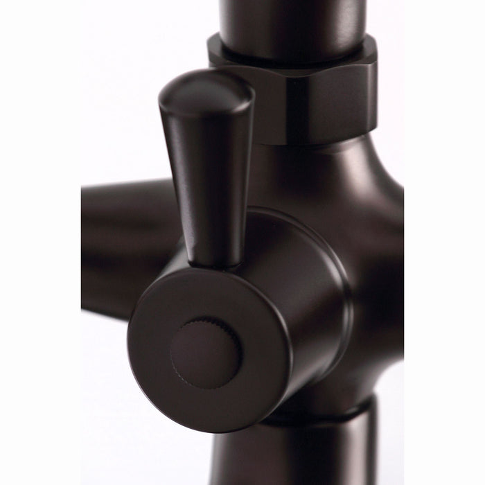Kingston Heirloom KS268ORB - Kingston Three-Handle 2-Hole Deck-Mount Clawfoot Tub Faucet with Hand Shower, Oil Rubbed Bronze