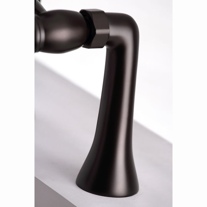 Kingston Heirloom KS268ORB - Kingston Three-Handle 2-Hole Deck-Mount Clawfoot Tub Faucet with Hand Shower, Oil Rubbed Bronze