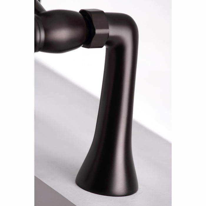 Kingston KS268ORB Three-Handle 2-Hole Deck-Mount Clawfoot Tub Faucet with Hand Shower, Oil Rubbed Bronze