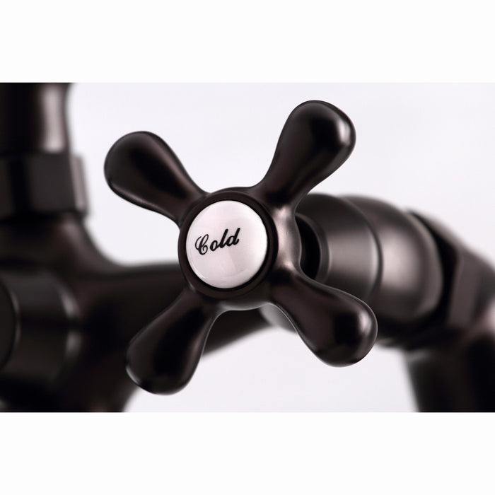 Kingston KS268ORB Three-Handle 2-Hole Deck-Mount Clawfoot Tub Faucet with Hand Shower, Oil Rubbed Bronze