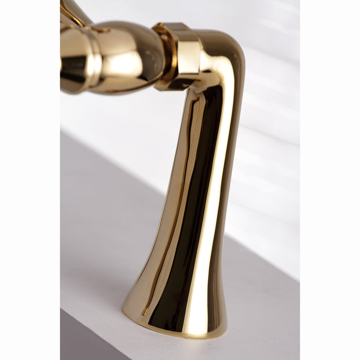 Kingston Heirloom KS268PB - Kingston Three-Handle 2-Hole Deck-Mount Clawfoot Tub Faucet with Hand Shower, Polished Brass