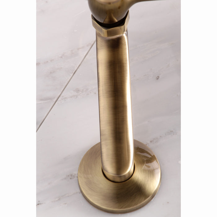 Kingston Heirloom KS269AB - Kingston Three-Handle 2-Hole Tub Wall Mount Clawfoot Tub Faucet with Hand Shower, Antique Brass