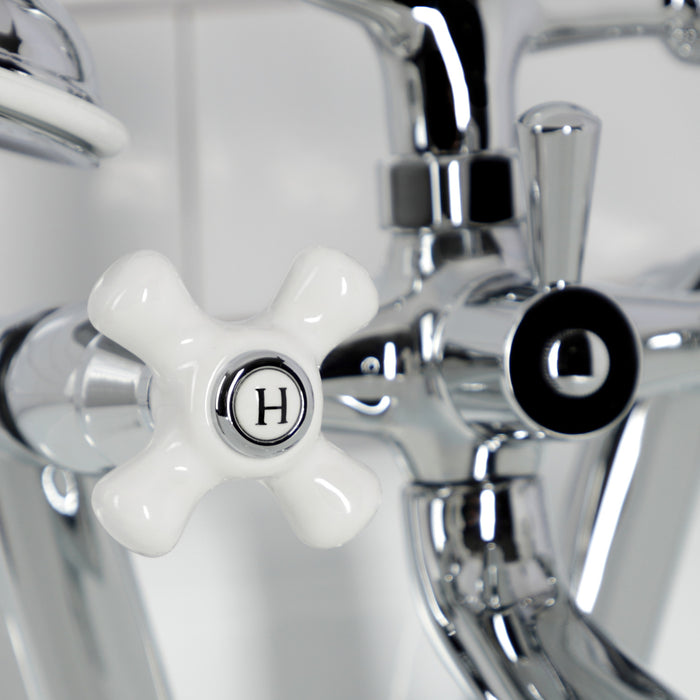 Kingston Heirloom KS269PXC - Kingston Three-Handle 2-Hole Tub Wall Mount Clawfoot Tub Faucet with Hand Shower, Polished Chrome