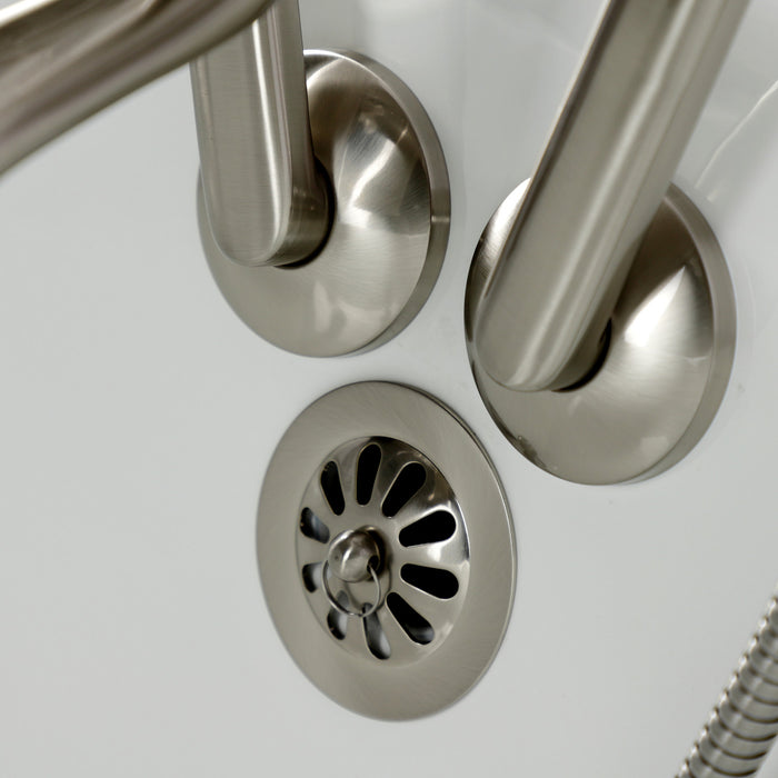 Kingston Heirloom KS269PXSN - Kingston Three-Handle 2-Hole Tub Wall Mount Clawfoot Tub Faucet with Hand Shower, Brushed Nickel