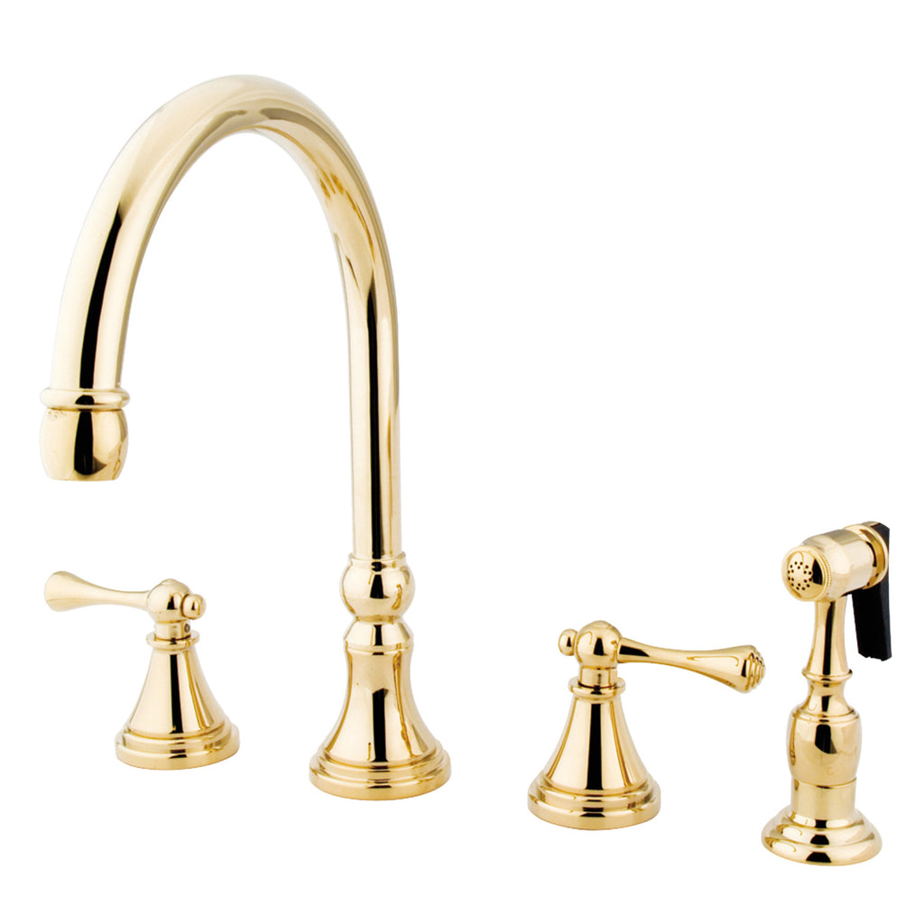 Kingston Brass KS2798PLBS Governor Deck Mount Kitchen Faucet with Brass Sprayer, 8-1/4-Inch, Satin Nickel by Kingston Brass Kingston Brass KS2798PLBS Governor Deck Mount Kitchen Faucet with