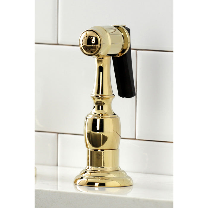 Duchess KS2792PKLBS Double-Handle 4-Hole Widespread Kitchen Faucet with Brass Sprayer, Polished Brass