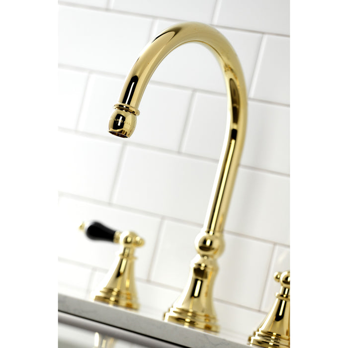 Duchess KS2792PKLBS Double-Handle 4-Hole Widespread Kitchen Faucet with Brass Sprayer, Polished Brass
