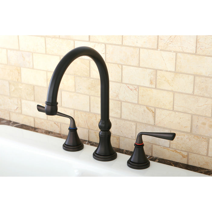 Kingston Tulare KS2795ZLLS - Silver Sage Double-Handle 3-Hole Widespread Kitchen Faucet, Oil Rubbed Bronze