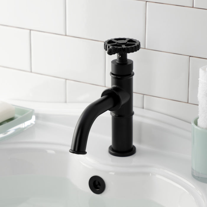 Kingston Sona KS2820CG - Fuller One-Handle 1-Hole Bathroom Faucet with Push Pop-Up Drain, Matte Black