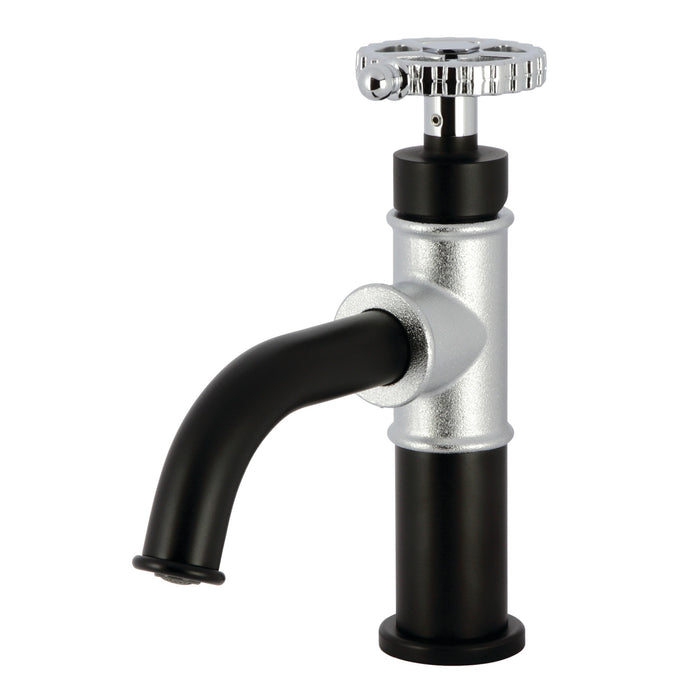 Kingston Sona KS2821CG - Fuller One-Handle 1-Hole Bathroom Faucet with Push Pop-Up Drain, Matte Black/Polished Chrome