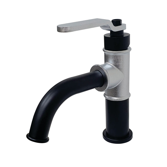 Kingston Heirloom KS2821KL - Whitaker One-Handle 1-Hole Bathroom Faucet with Push Pop-Up Drain, Matte Black/Polished Chrome