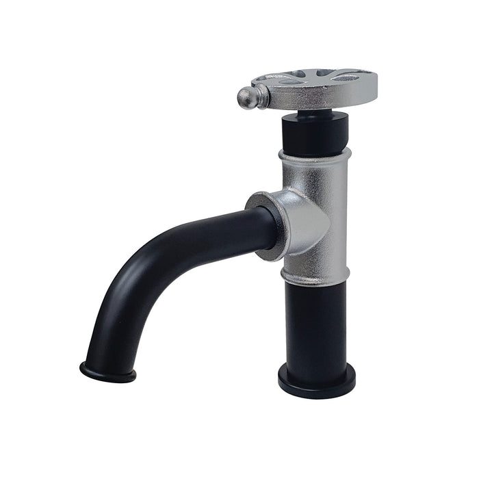 Kingston Heirloom KS2821RX - Belknap One-Handle 1-Hole Bathroom Faucet with Push Pop-Up Drain, Matte Black/Polished Chrome