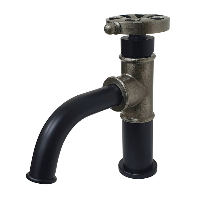Kingston Heirloom KS2824RX - Belknap One-Handle 1-Hole Bathroom Faucet with Push Pop-Up Drain, Matte Black/Black Stainless