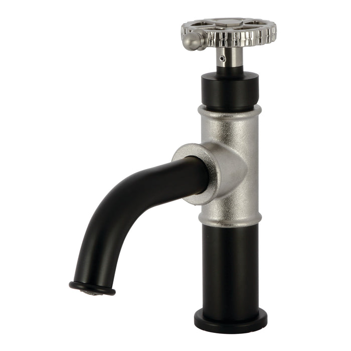 Kingston Sona KS2828CG - Fuller One-Handle 1-Hole Bathroom Faucet with Push Pop-Up Drain, Matte Black/Brushed Nickel