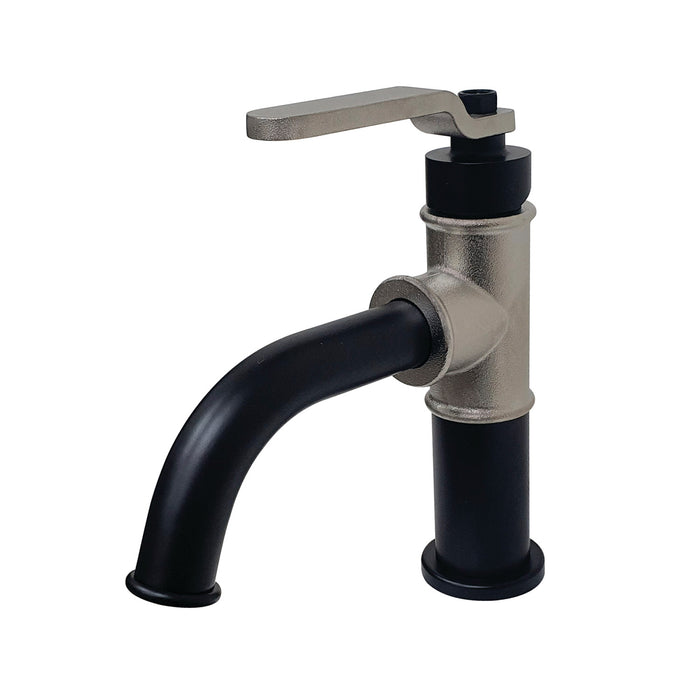 Kingston Heirloom KS2828KL - Whitaker One-Handle 1-Hole Bathroom Faucet with Push Pop-Up Drain, Matte Black/Brushed Nickel