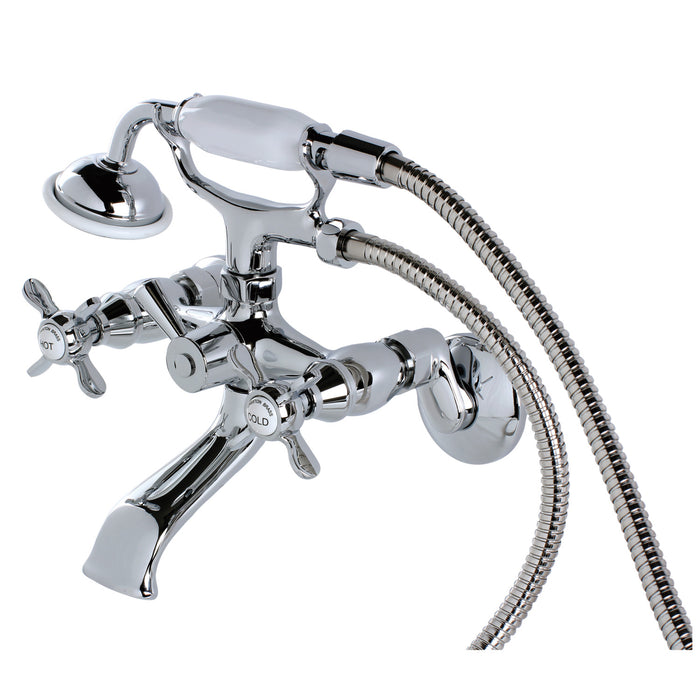 Kingston Heirloom KS285C - Essex Three-Handle 2-Hole Tub Wall Mount Clawfoot Tub Faucet with Hand Shower, Polished Chrome