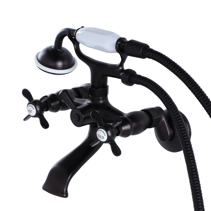 Kingston Heirloom KS285ORB - Essex Three-Handle 2-Hole Tub Wall Mount Clawfoot Tub Faucet with Hand Shower, Oil Rubbed Bronze