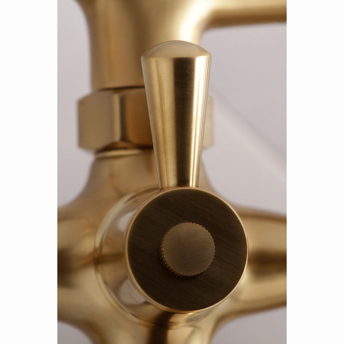 Essex KS285SB Three-Handle 2-Hole Tub Wall Mount Clawfoot Tub Faucet with Hand Shower, Brushed Brass