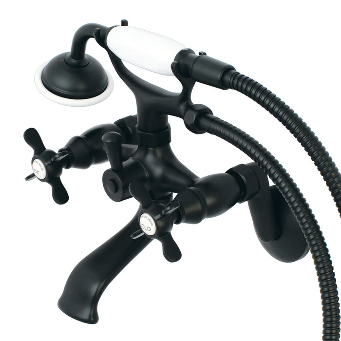 Essex KS286MB Three-Handle 2-Hole Wall Mount Clawfoot Tub Faucet with Hand Shower, Matte Black