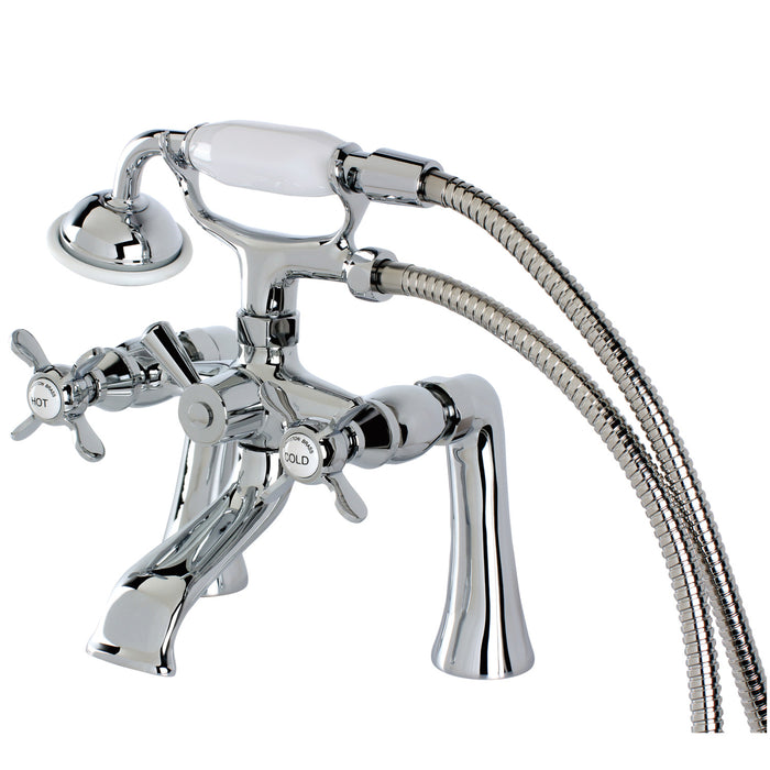 Kingston Heirloom KS288C - Essex Three-Handle 2-Hole Deck-Mount Clawfoot Tub Faucet with Hand Shower, Polished Chrome