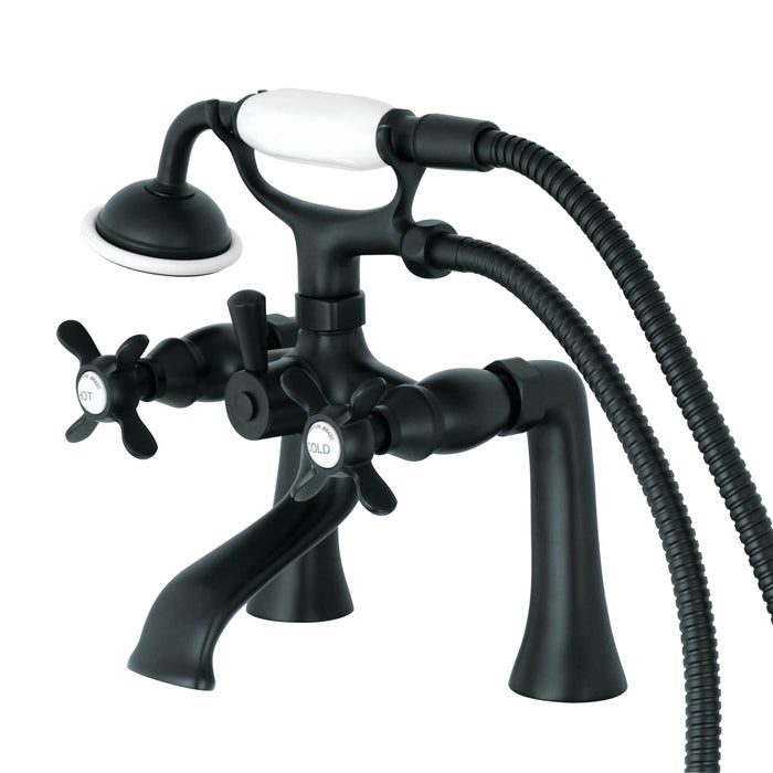 Kingston Heirloom KS288MB - Essex Three-Handle 2-Hole Deck-Mount Clawfoot Tub Faucet with Hand Shower, Matte Black