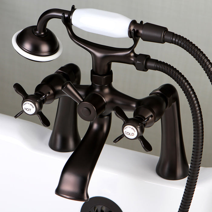 Kingston Heirloom KS288ORB - Essex Three-Handle 2-Hole Deck-Mount Clawfoot Tub Faucet with Hand Shower, Oil Rubbed Bronze