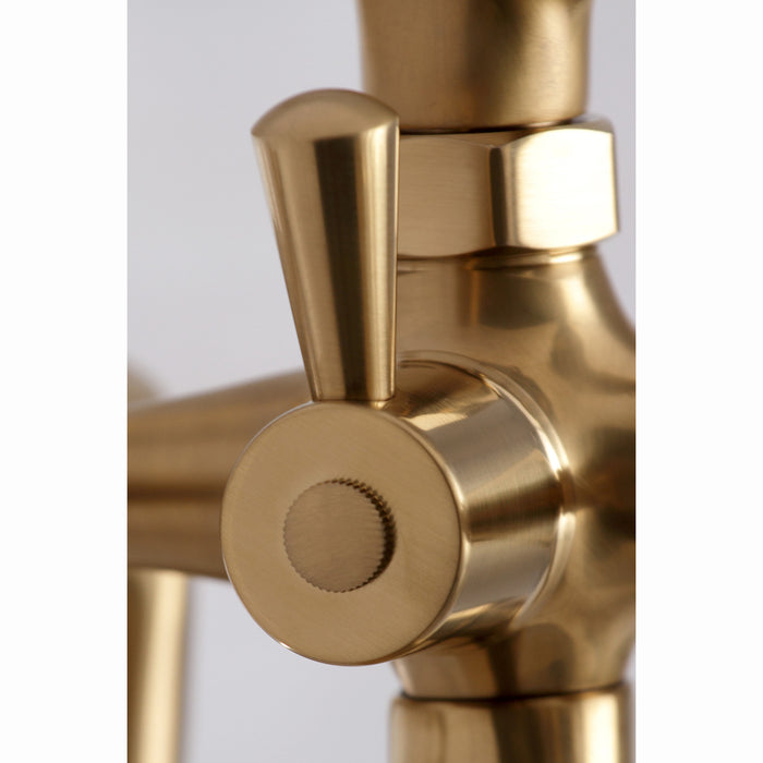 Kingston Heirloom KS288SB - Essex Three-Handle 2-Hole Deck-Mount Clawfoot Tub Faucet with Hand Shower, Brushed Brass