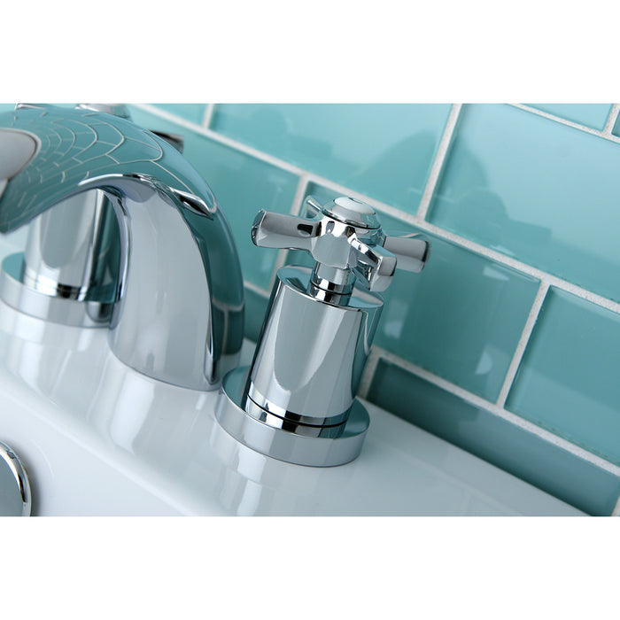 Kingston Tulare KS2951ZX - Millennium Two-Handle 3-Hole Deck Mount Mini-Widespread Bathroom Faucet with Brass Pop-Up, Polished Chrome