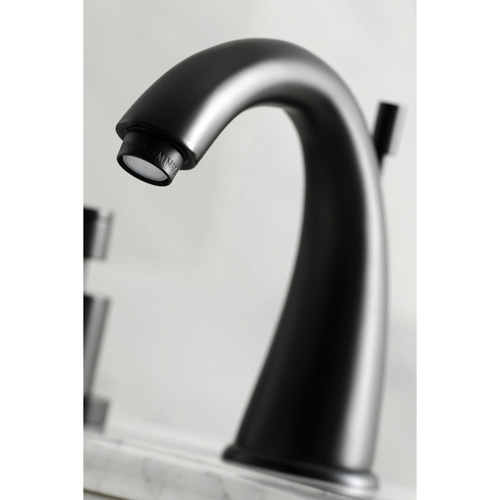 Kingston Tulare KS2960DX - Concord Two-Handle 3-Hole Deck Mount Widespread Bathroom Faucet with Brass Pop-Up, Matte Black