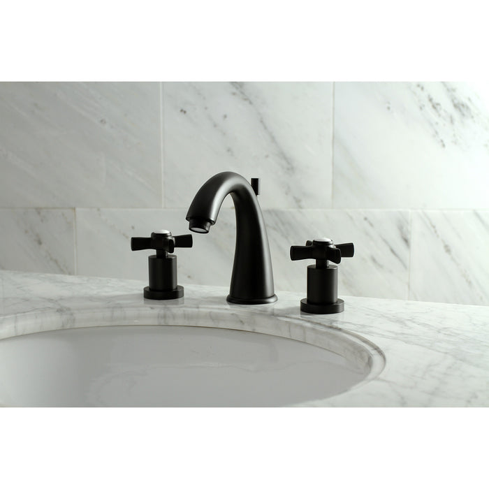 Kingston Tulare KS2960ZX - Millennium Two-Handle 3-Hole Deck Mount Widespread Bathroom Faucet with Brass Pop-Up, Matte Black