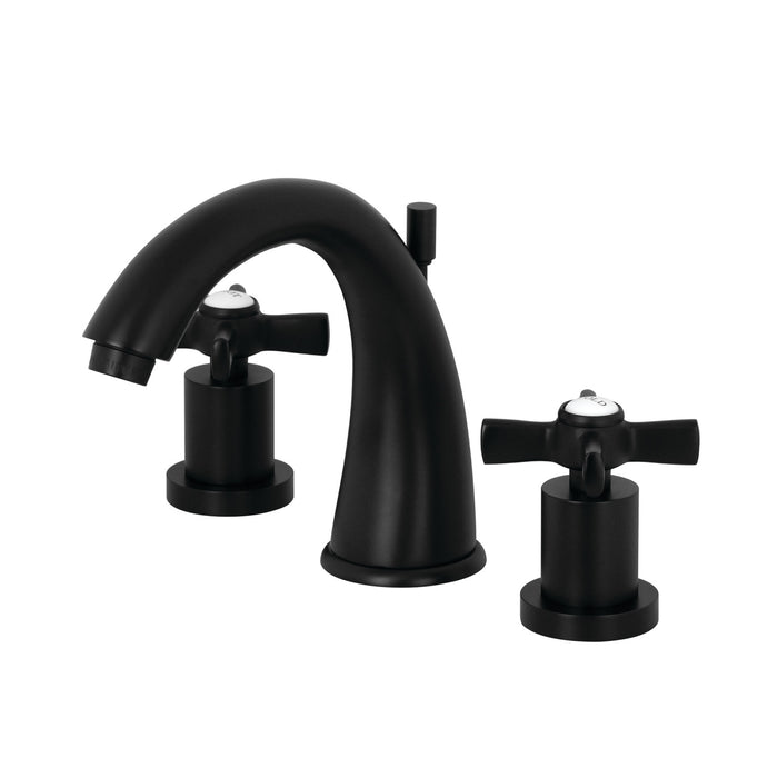 Kingston Tulare KS2960ZX - Millennium Two-Handle 3-Hole Deck Mount Widespread Bathroom Faucet with Brass Pop-Up, Matte Black