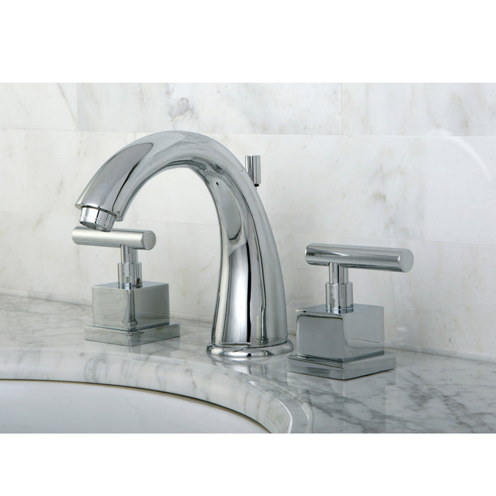 Kingston Tulare KS2961CQL - Claremont Two-Handle 3-Hole Deck Mount Widespread Bathroom Faucet with Brass Pop-Up, Polished Chrome