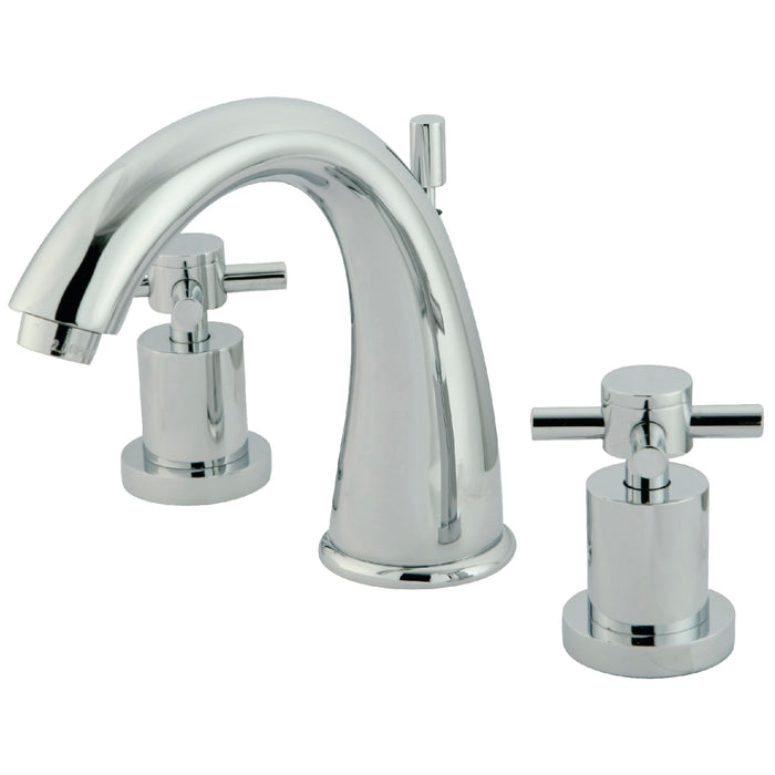 Kingston Tulare KS2961DX - Concord Two-Handle 3-Hole Deck Mount Widespread Bathroom Faucet with Brass Pop-Up, Polished Chrome