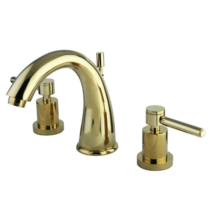 Kingston Tulare KS2962DL - Concord Two-Handle 3-Hole Deck Mount Widespread Bathroom Faucet with Brass Pop-Up, Polished Brass