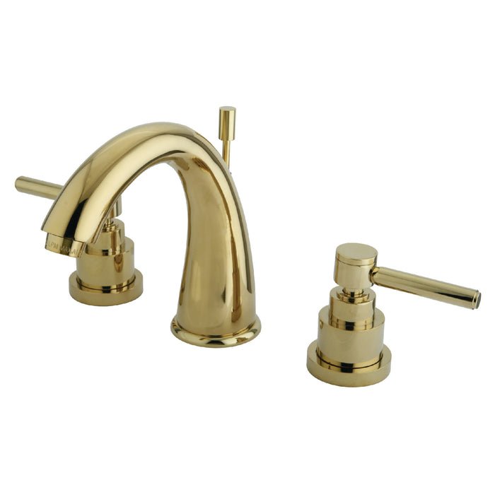 Kingston Tulare KS2962EL - Elinvar Two-Handle 3-Hole Deck Mount Widespread Bathroom Faucet with Brass Pop-Up, Polished Brass