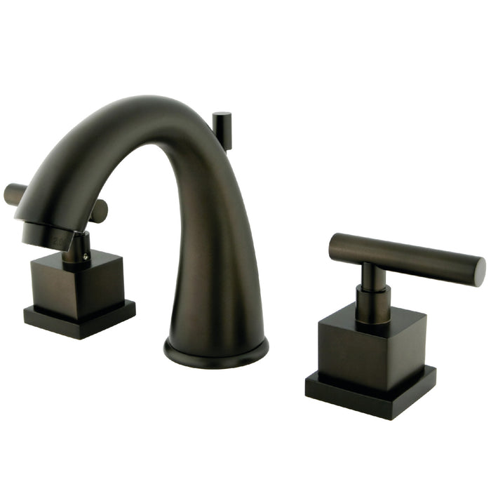 Kingston Tulare KS2965CQL - Claremont Two-Handle 3-Hole Deck Mount Widespread Bathroom Faucet with Brass Pop-Up, Oil Rubbed Bronze