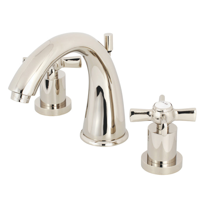 Kingston Tulare KS2966ZX - Millennium Two-Handle 3-Hole Deck Mount Widespread Bathroom Faucet with Brass Pop-Up, Polished Nickel