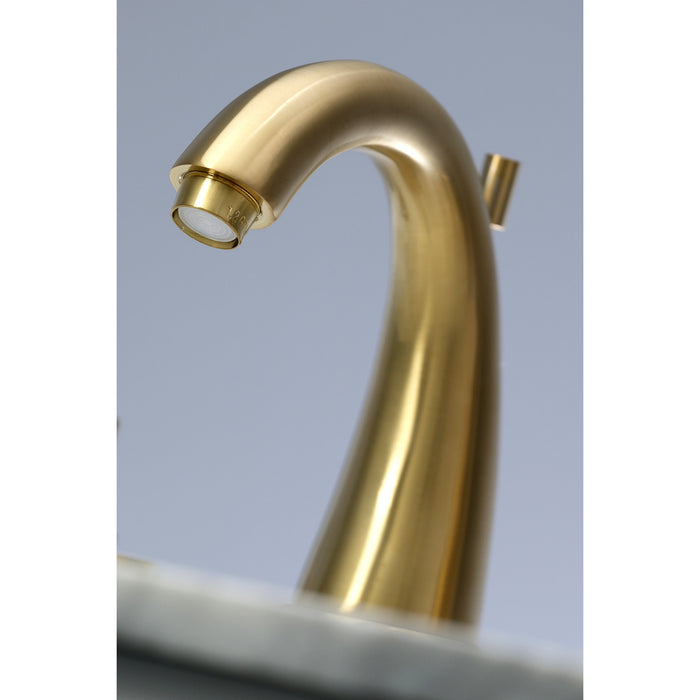 Kingston Tulare KS2967DX - Concord Two-Handle 3-Hole Deck Mount Widespread Bathroom Faucet with Brass Pop-Up, Brushed Brass