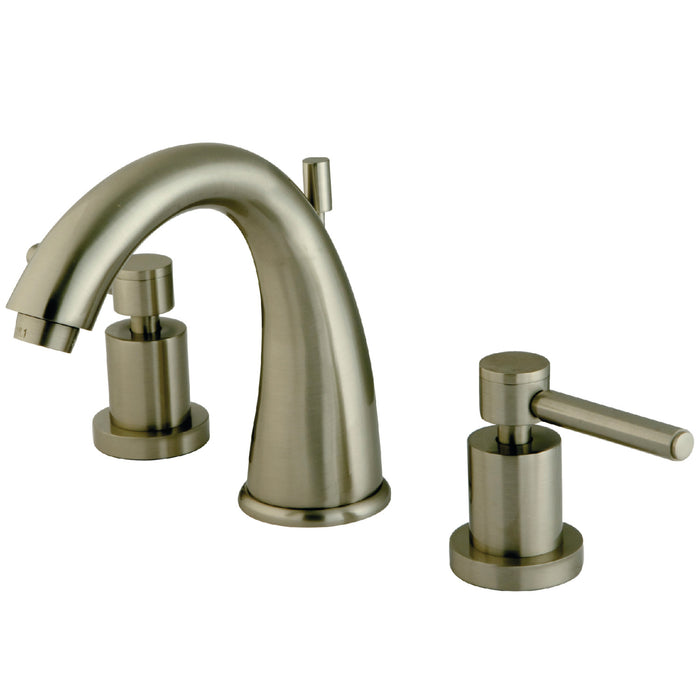 Kingston Tulare KS2968DL - Concord Two-Handle 3-Hole Deck Mount Widespread Bathroom Faucet with Brass Pop-Up, Brushed Nickel