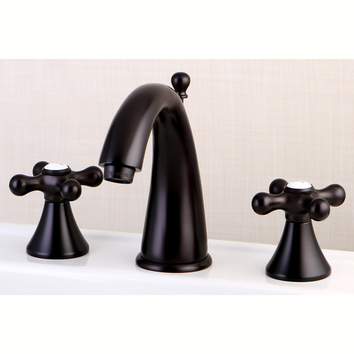 Kingston Tulare KS2975AX - Naples Two-Handle 3-Hole Deck Mount Widespread Bathroom Faucet with Brass Pop-Up, Oil Rubbed Bronze