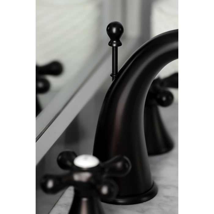 Kingston Tulare KS2975AX - Naples Two-Handle 3-Hole Deck Mount Widespread Bathroom Faucet with Brass Pop-Up, Oil Rubbed Bronze