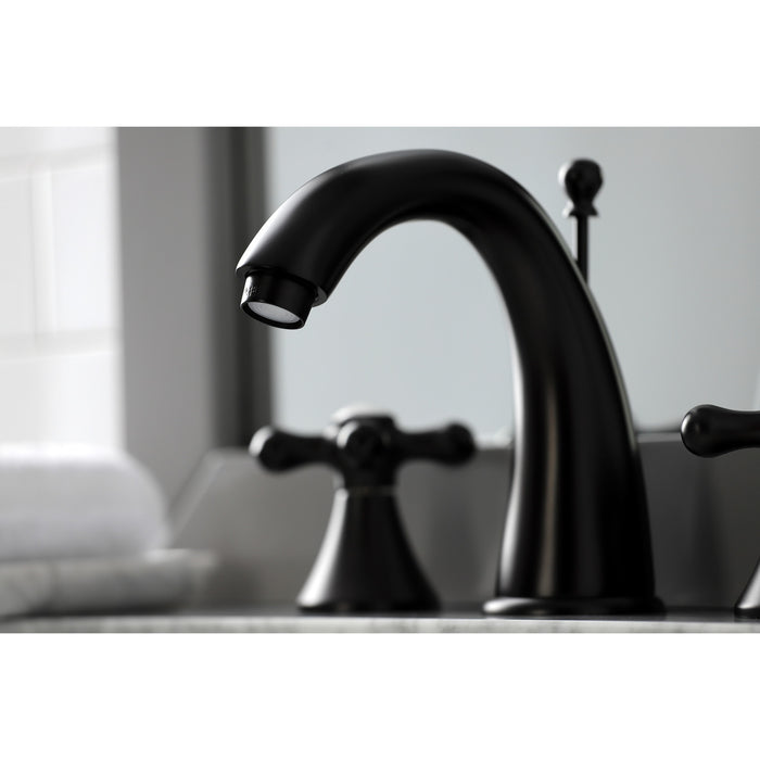 Kingston Tulare KS2975AX - Naples Two-Handle 3-Hole Deck Mount Widespread Bathroom Faucet with Brass Pop-Up, Oil Rubbed Bronze
