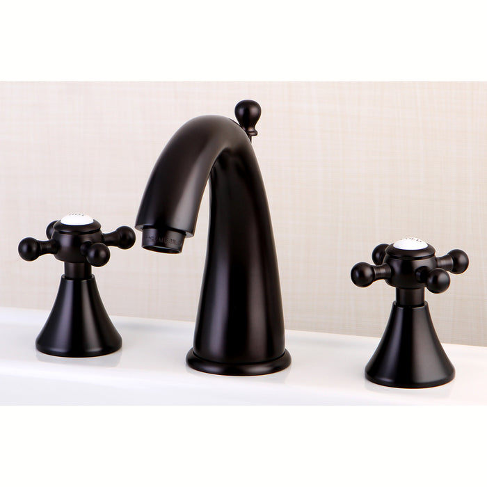 Kingston Tulare KS2975BX - English Country Two-Handle 3-Hole Deck Mount Widespread Bathroom Faucet with Brass Pop-Up, Oil Rubbed Bronze