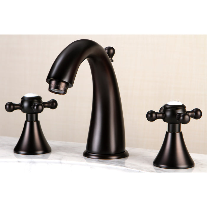 Kingston Tulare KS2975BX - English Country Two-Handle 3-Hole Deck Mount Widespread Bathroom Faucet with Brass Pop-Up, Oil Rubbed Bronze