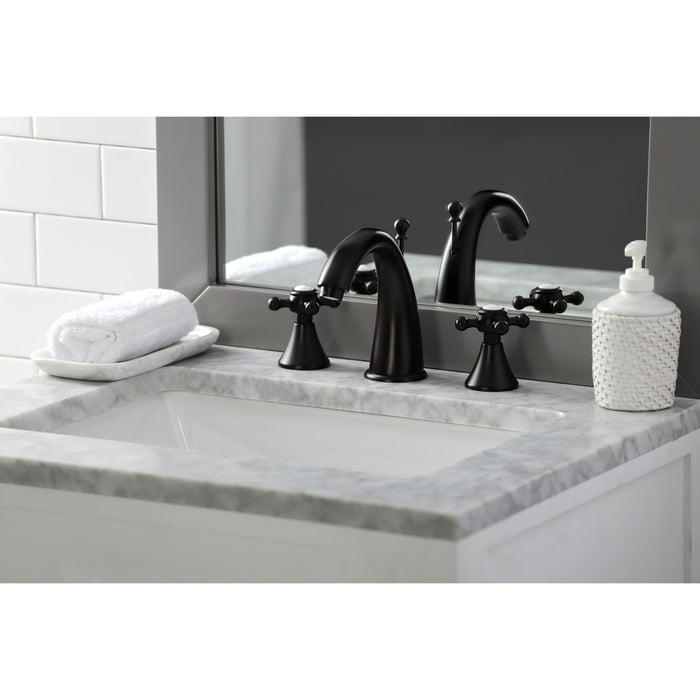 Kingston Tulare KS2975BX - English Country Two-Handle 3-Hole Deck Mount Widespread Bathroom Faucet with Brass Pop-Up, Oil Rubbed Bronze