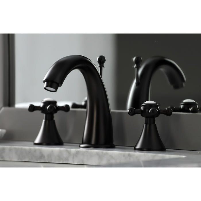 Kingston Tulare KS2975BX - English Country Two-Handle 3-Hole Deck Mount Widespread Bathroom Faucet with Brass Pop-Up, Oil Rubbed Bronze