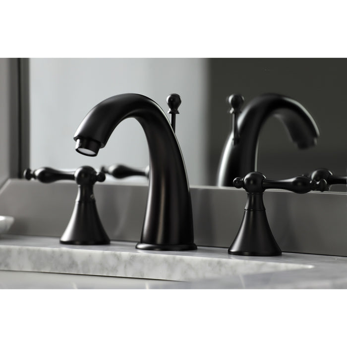 Kingston Tulare KS2975NL - Naples Two-Handle 3-Hole Deck Mount Widespread Bathroom Faucet with Brass Pop-Up, Oil Rubbed Bronze