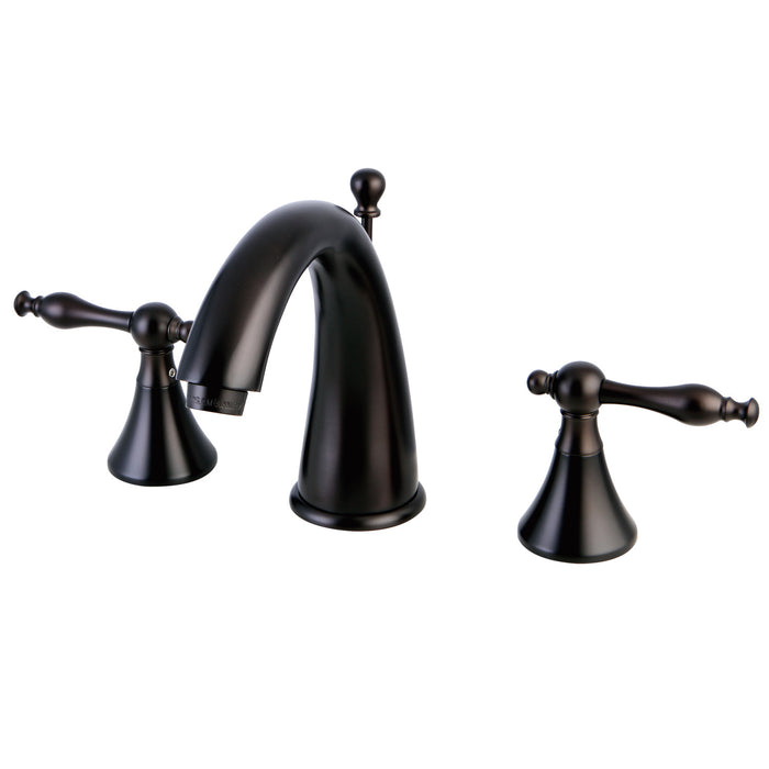 Kingston Tulare KS2975NL - Naples Two-Handle 3-Hole Deck Mount Widespread Bathroom Faucet with Brass Pop-Up, Oil Rubbed Bronze