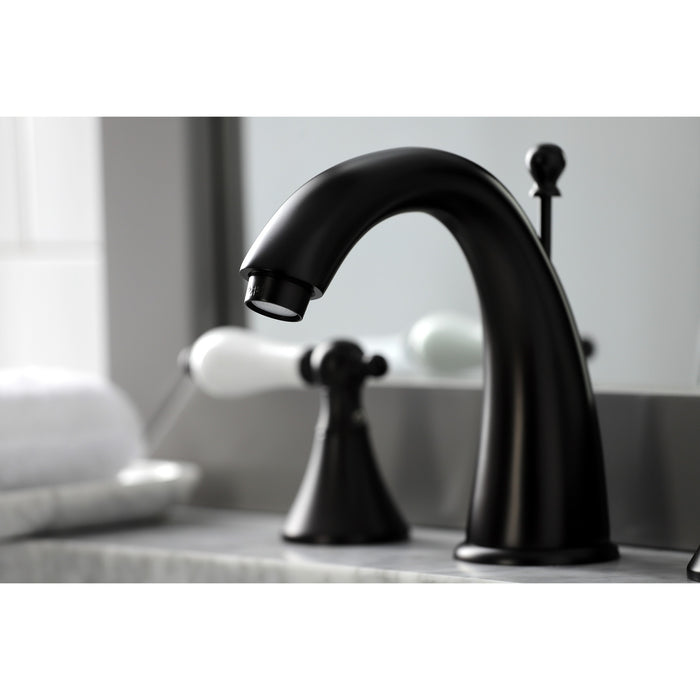 Kingston Tulare KS2975PL - Naples Two-Handle 3-Hole Deck Mount Widespread Bathroom Faucet with Brass Pop-Up, Oil Rubbed Bronze